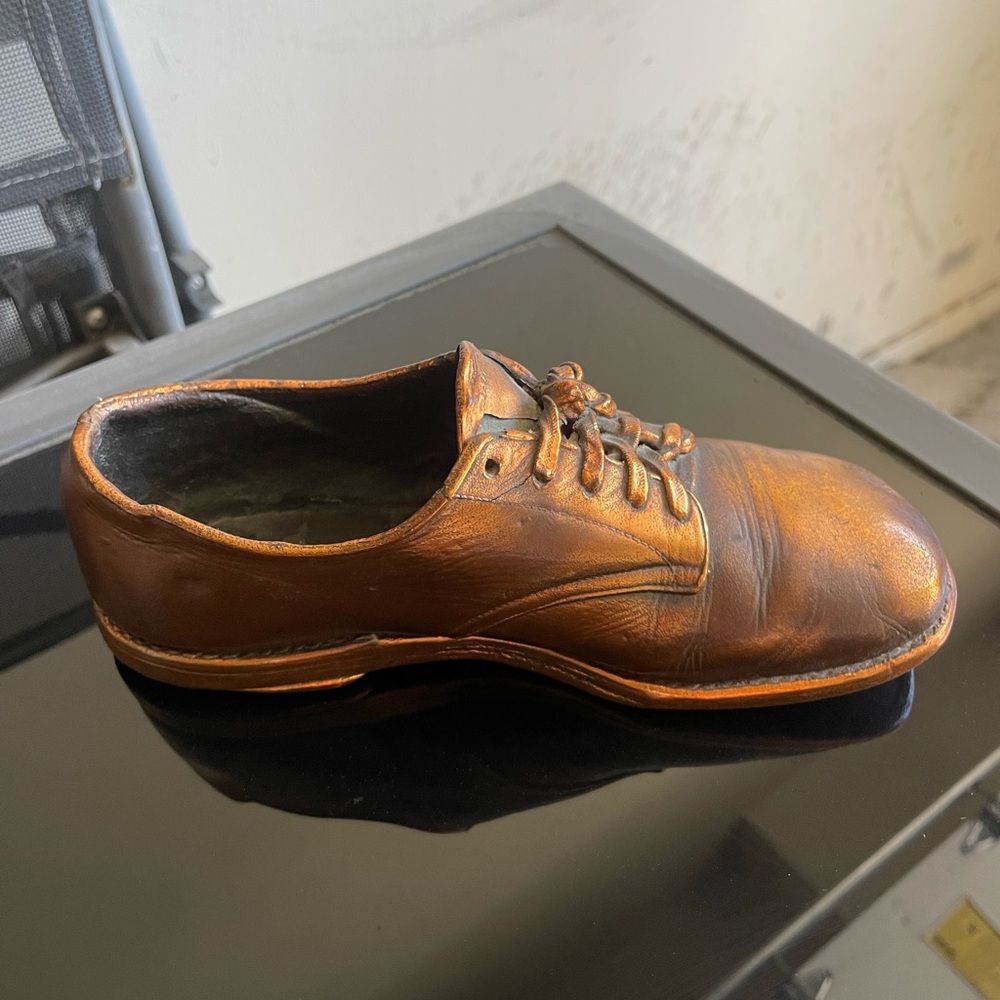 Vintage Solid Brass Oxford Dress Shoe Figurine Heavy MCM Paperweight Decor
